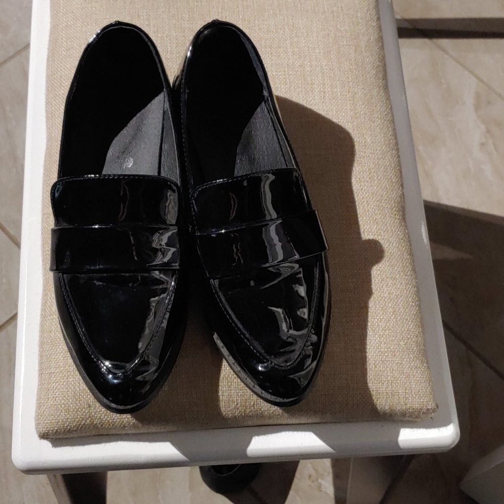 Black shiny loafers